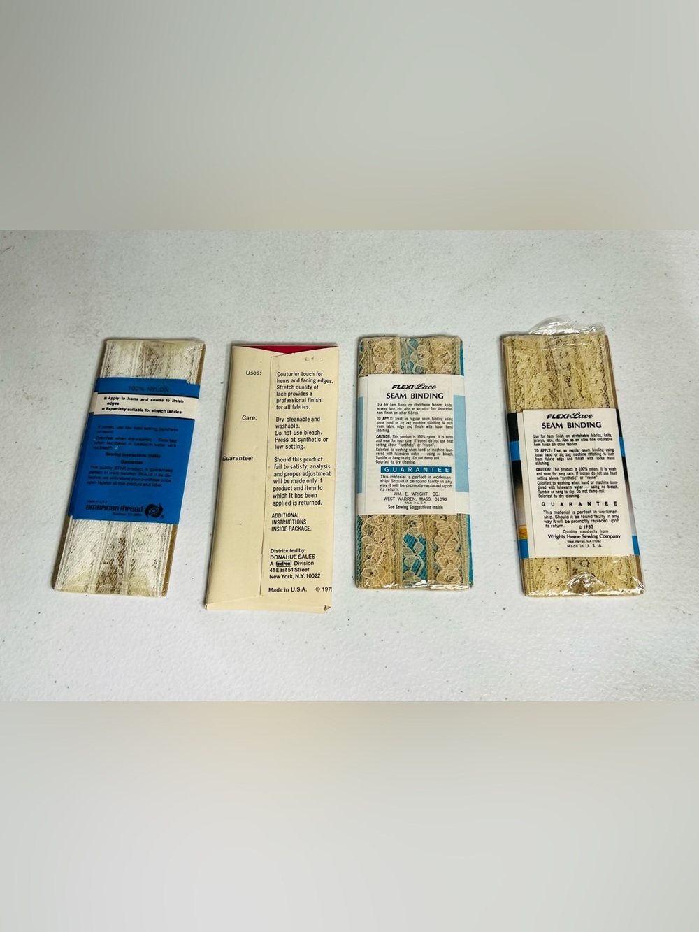 Vintage Lace Seam Binding Lot of 4 Wrights Talon Star 3 yards each - Picture 2 of 5